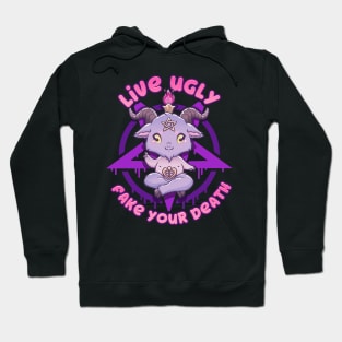 Live Ugly Fake Your Death - Cute Anime Baphomet Hoodie